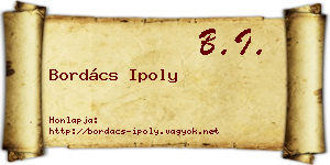 Bordács Ipoly névjegykártya
